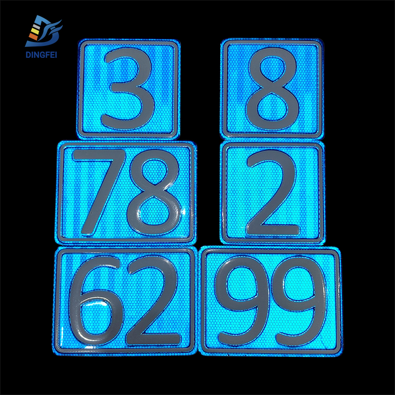 Reflective Blue House Address Number Metal Signs - 